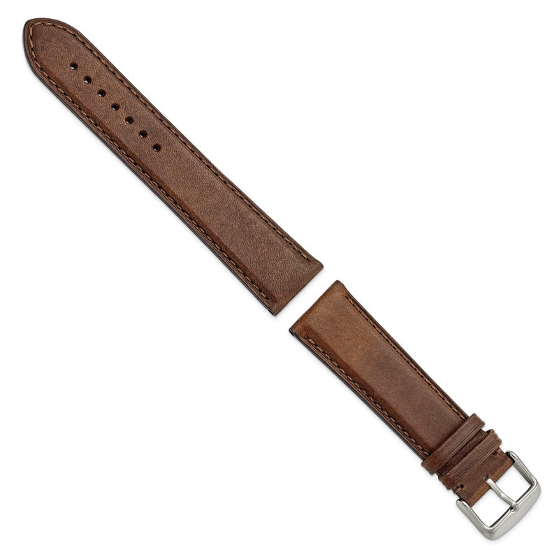 22mm Brown Full Oil Leather Stainless Steel Watch Band