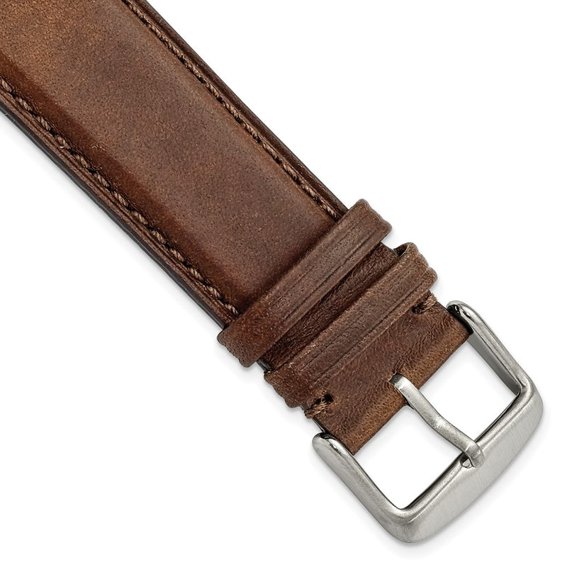22mm Brown Full Oil Leather Stainless Steel Watch Band