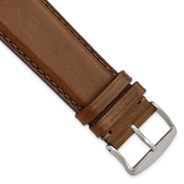 24mm Brown Full Oil Leather Stainless Steel Watch Band