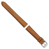 DeBeer 18mm Light Brown/Tan Full Oil Leather with Brushed Silver-tone Steel 7.75 inch Watch Band