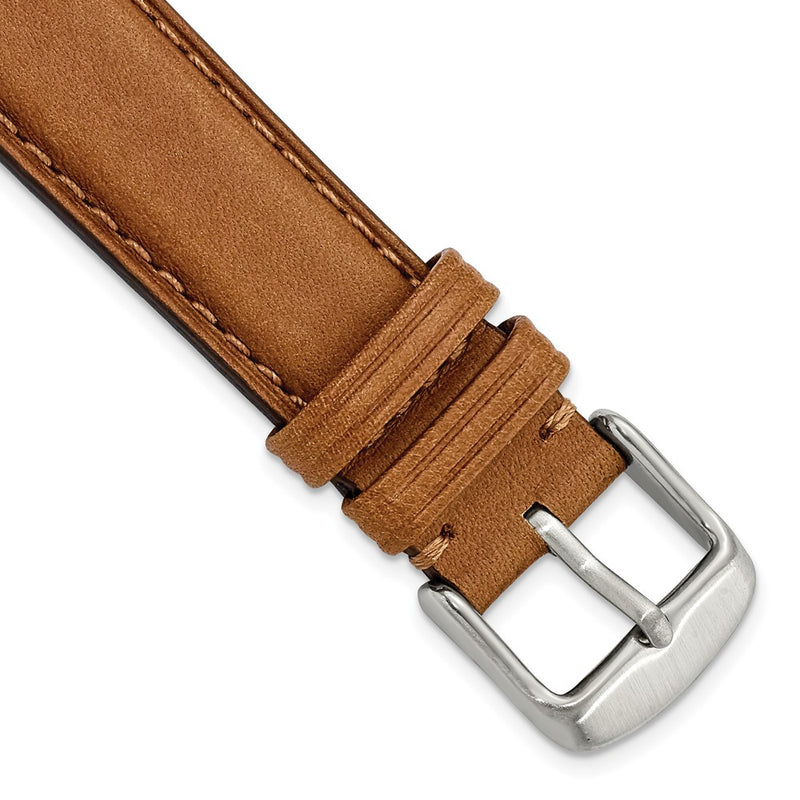 18mm Light Brown/Tan Full Oil Leather Stainless Steel Watch Band