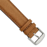 22mm Light Brown/Tan Full Oil Leather Stainless Steel Watch Band