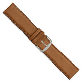 24mm Light Brown/Tan Full Oil Leather Stainless Steel Watch Band