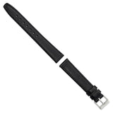 DeBeer 16mm Black Genuine Calf Leather with Silver-tone Buckle 7.5 inch Watch Band