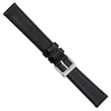 DeBeer 16mm Black Genuine Calf Leather with Silver-tone Buckle 7.5 inch Watch Band