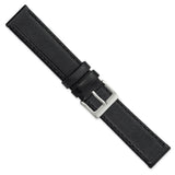 DeBeer 19mm Black Genuine Calf Leather with Silver-tone Buckle 7.5 inch Watch Band