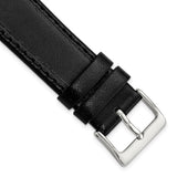DeBeer 20mm Black Genuine Calf Leather with Silver-tone Buckle 7.5 inch Watch Band