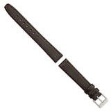 DeBeer 16mm Dark Brown Genuine Calf Leather with Silver-tone Buckle 7.5 inch Watch Band