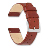 DeBeer 20mm Havana Brown Genuine Calf Leather with Silver-tone Buckle 7.5 inch Watch Band