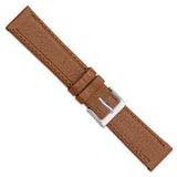 20mm Havana Brown Genuine Calf Leather Silver Tone Buckle Watch Band