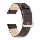 20mm Dark Brown Flat Alligator Grain Leather Watch Band