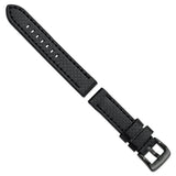 DeBeer 20mm Black Carbon Fiber Leather with Black PVD-plated Panerai Style Buckle 7.75 inch Watch Band