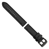 DeBeer 22mm Black Carbon Fiber Leather with Black PVD-plated Panerai Style Buckle 7.75 inch Watch Band