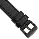 DeBeer 22mm Black Carbon Fiber Leather with Black PVD-plated Panerai Style Buckle 7.75 inch Watch Band