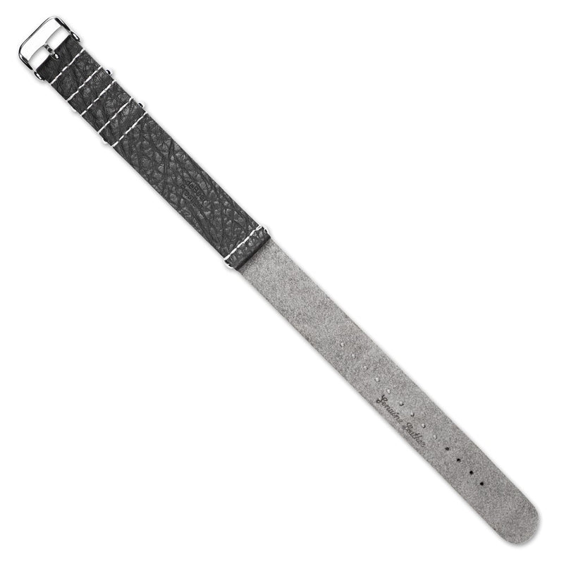 DeBeer 18mm Black Military Style Distressed Leather 1-Piece with Silver-tone Buckle 11 inch Watch Band