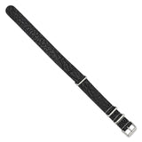 DeBeer 18mm Black Military Style Distressed Leather 1-Piece with Silver-tone Buckle 11 inch Watch Band