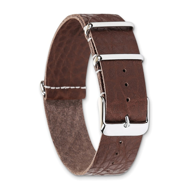 DeBeer 20mm Brown Distressed Leather Military Style 1-Piece with Silver-tone Buckle 11 inch Watch Band