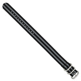 DeBeer 20mm One-Piece Black and Grey Striped Military Ballistic G10 Nylon with Brushed Stainless Steel Buckle 10.75 inch Watch Band