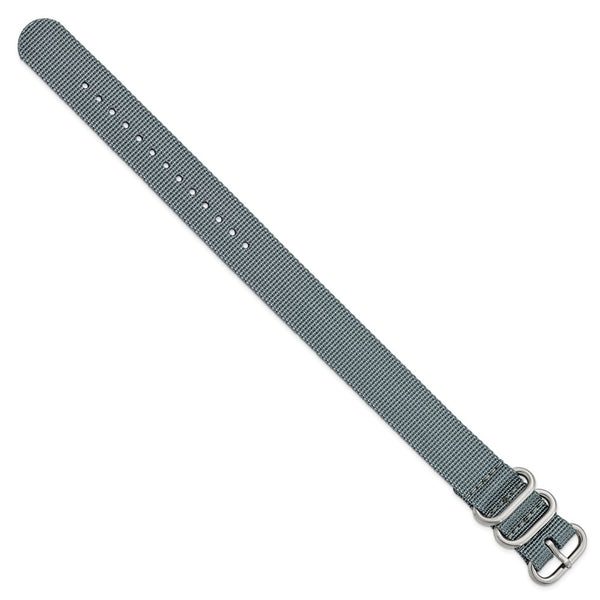 DeBeer 20mm One-Piece Grey Military Ballistic G10 Nylon with Brushed Stainless Steel Buckle 10.75 inch Watch Band