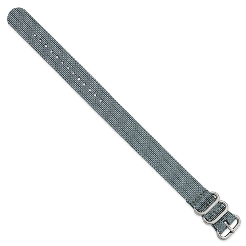 DeBeer 20mm One-Piece Grey Military Ballistic G10 Nylon with Brushed Stainless Steel Buckle 10.75 inch Watch Band