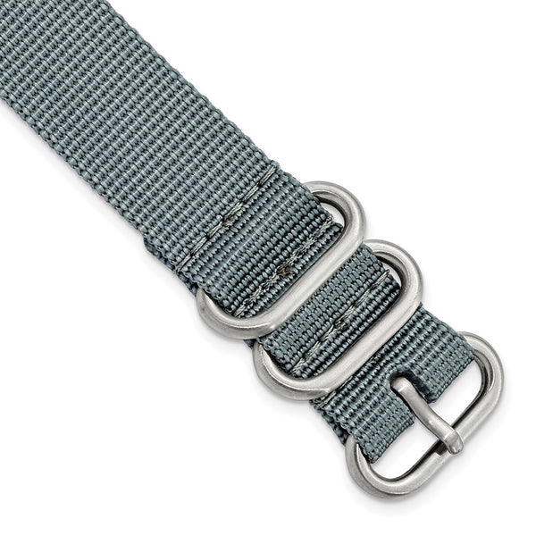 20mm 1-Piece Grey Ballistic Nylon Steel Buckle Watch Band