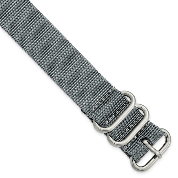 DeBeer 22mm One-Piece Grey Military Ballistic G10 Nylon with Brushed Stainless Steel Buckle 10.75 inch Watch Band