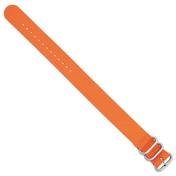 DeBeer 22mm One-Piece Orange Military Ballistic G10 Nylon with Brushed Stainless Steel Buckle 10.75 inch Watch Band