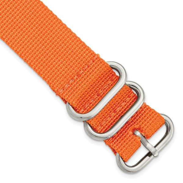 DeBeer 22mm One-Piece Orange Military Ballistic G10 Nylon with Brushed Stainless Steel Buckle 10.75 inch Watch Band