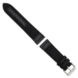 DeBeer 24mm Black Nylon Canvas with Leather Trim and Silver-tone Panerai Style Buckle 7.75 inch Watch Band