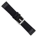 DeBeer 24mm Black Nylon Canvas with Leather Trim and Silver-tone Panerai Style Buckle 7.75 inch Watch Band