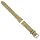 18mm Tan/Beige Canvas/Leather Trim Silver-tone Buckle Watch Band