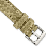 DeBeer 18mm Beige Nylon Canvas with Leather Trim and Silver-tone Panerai Style Buckle 7.75 inch Watch Band