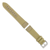 DeBeer 22mm Beige Nylon Canvas with Leather Trim and Silver-tone Panerai Style Buckle 7.75 inch Watch Band