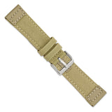 22mm Tan/Beige Canvas/Leather Trim Silver-tone Buckle Watch Band