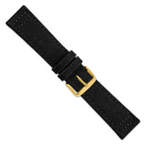 DeBeer 22mm Black Nylon Canvas with Black Leather Lining and Gold-tone Buckle 7.75 inch Watch Band