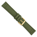 18mm Dark Green Canvas/Leather Lining Gold-tone Buckle Watch Band