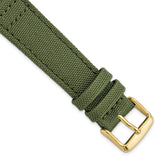 20mm Dark Green Canvas/Leather Lining Gold-tone Buckle Watch Band