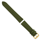 22mm Dark Green Canvas/Leather Lining Gold-tone Buckle Watch Band