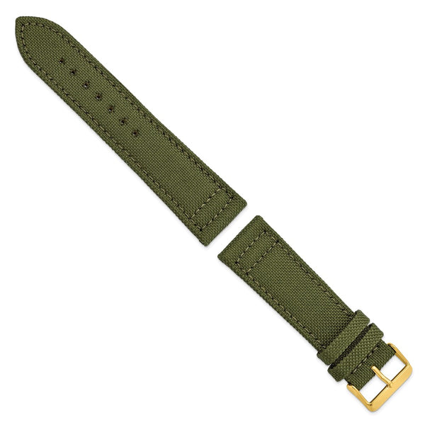 24mm Dark Green Canvas/Leather Lining Gold-tone Buckle Watch Band