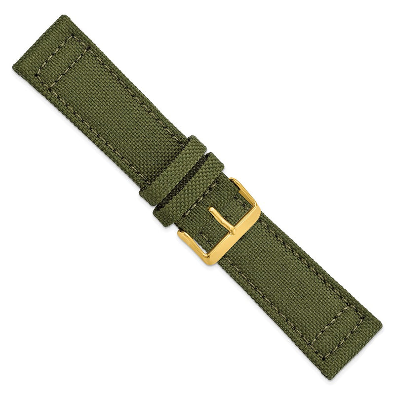 24mm Dark Green Canvas/Leather Lining Gold-tone Buckle Watch Band