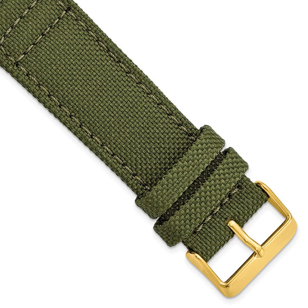 24mm Dark Green Canvas/Leather Lining Gold-tone Buckle Watch Band