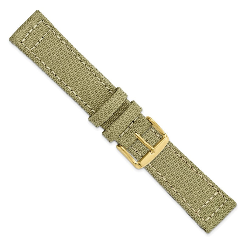 20mm Tan/Beige Canvas/Leather Lining Gold-tone Buckle Watch Band