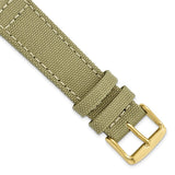 20mm Tan/Beige Canvas/Leather Lining Gold-tone Buckle Watch Band