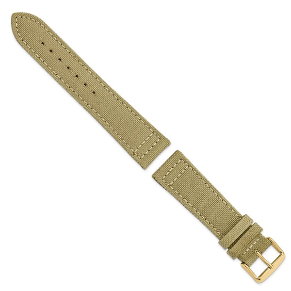 22mm Tan/Beige Canvas/Leather Lining Gold-tone Buckle Watch Band