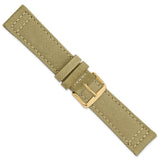 22mm Tan/Beige Canvas/Leather Lining Gold-tone Buckle Watch Band