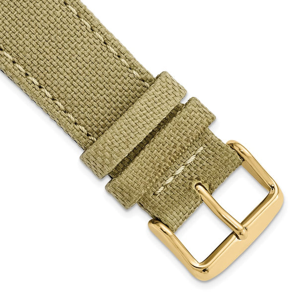 DeBeer 22mm Beige Nylon Canvas with Black Leather Lining and Gold-tone Buckle 7.75 inch Watch Band