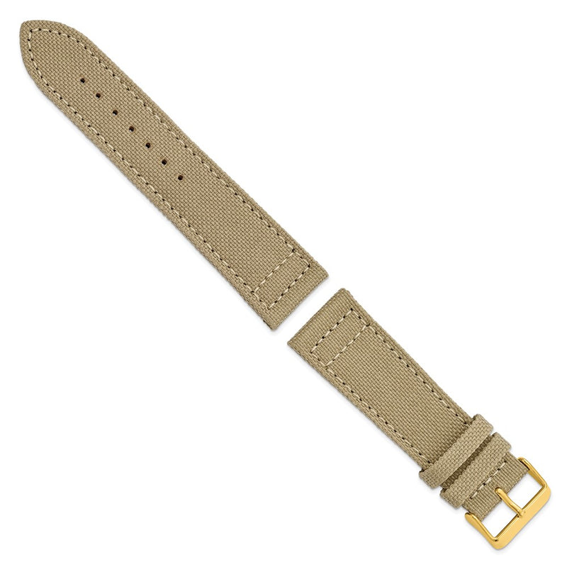 24mm Tan/Beige Canvas/Leather Lining Gold-tone Buckle Watch Band