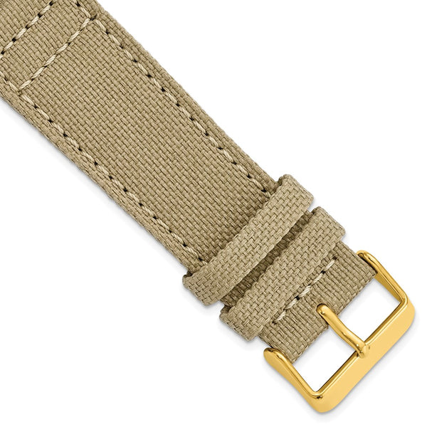 24mm Tan/Beige Canvas/Leather Lining Gold-tone Buckle Watch Band