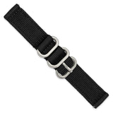 DeBeer 18mm Two-Piece Black Ballistic Nylon with Brushed Stainless Steel Buckle 8.5 inch Watch Band