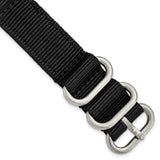 DeBeer 18mm Two-Piece Black Ballistic Nylon with Brushed Stainless Steel Buckle 8.5 inch Watch Band